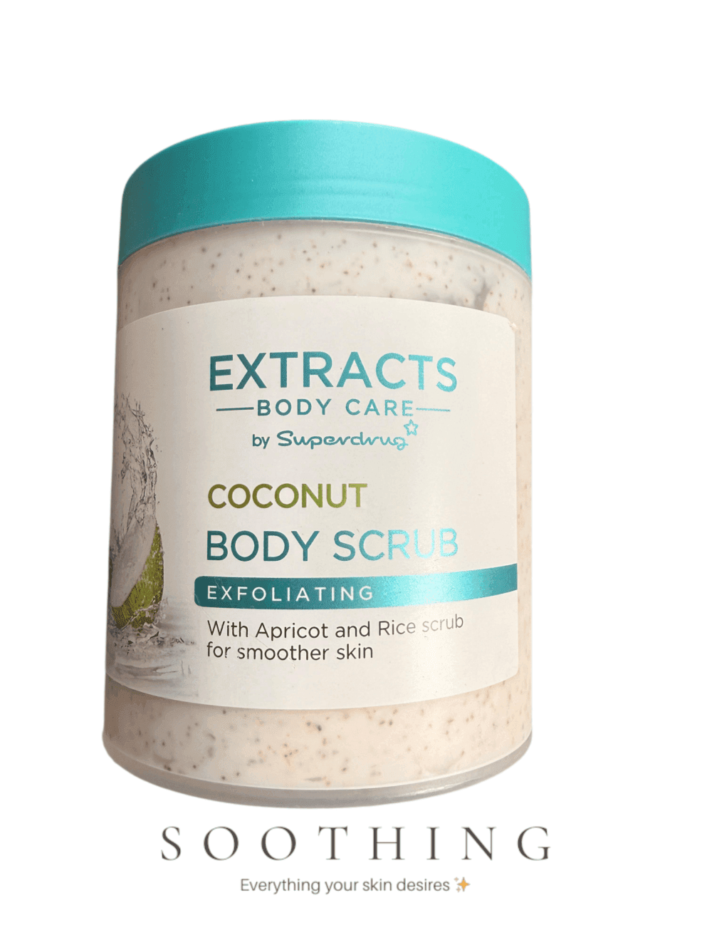 IMG-20260207-WA0299-Photoroom Extracts Coconut Body Scrub 465ml | Exfoliating Apricot & Rice Scrub | Vegan Superdrug Body Care - Image 1
