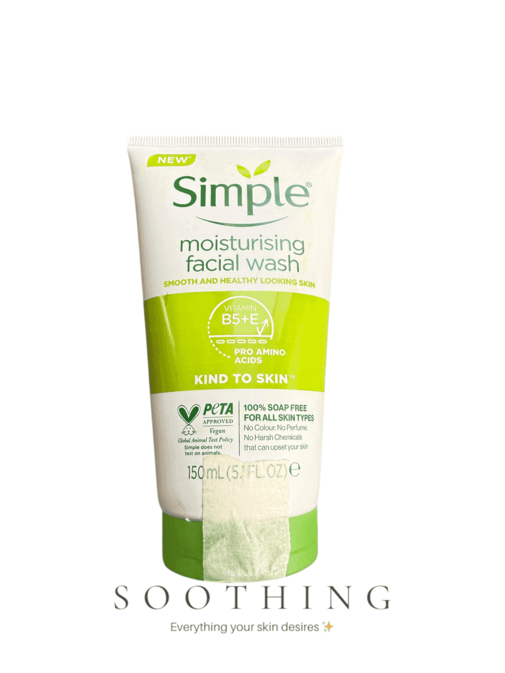Simple Moisturising Facial Wash 150ml with vitamin B5 E and pro amino acids for smooth healthy skin Simple Moisturising Facial Wash 150ml | Hydrating Cleanser with Vitamin B5+E & Pro Amino Acids | Soap-Free for All Skin Types - Image 1