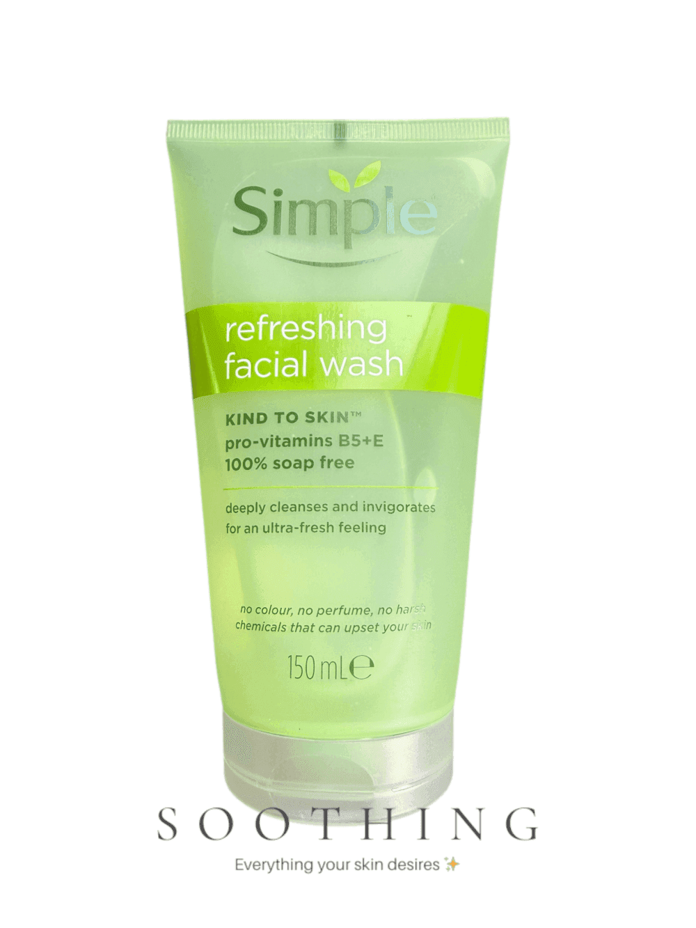 Simple Refreshing Facial Wash 150ml tube with pro-vitamins B5 E soap-free sensitive skin cleanser Simple Refreshing Facial Wash 150ml | Gentle Daily Cleanser with Pro-Vitamins B5+E | Soap-Free for Sensitive Skin - Image 1